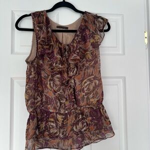 Floral Ruffle Sleeveless Top